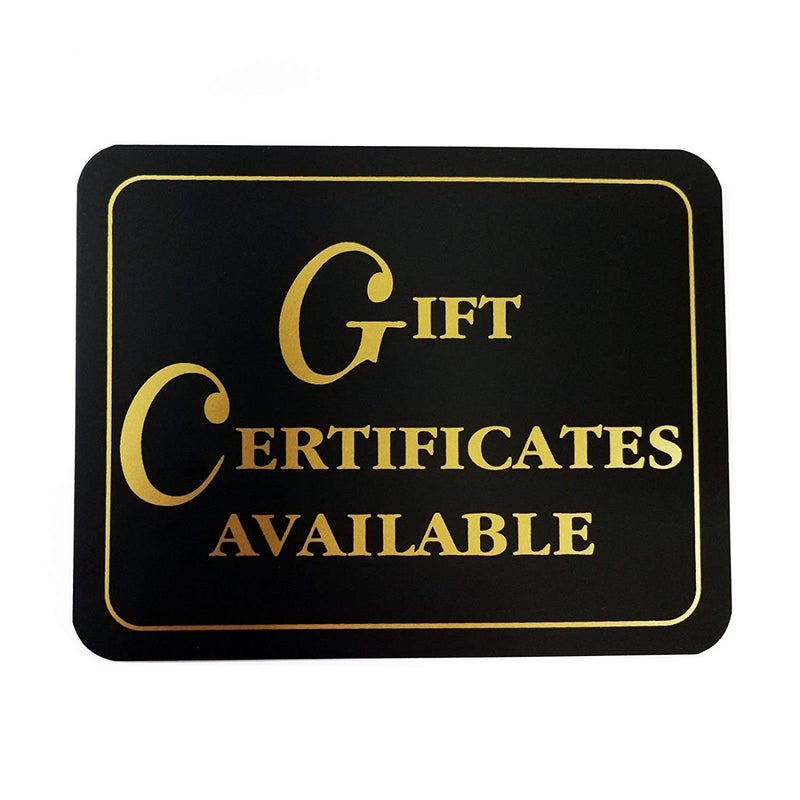 Store Fixtures Direct Elegant Gift Certificates Available Business Sign - 5.5" H x 7" W, 1 Sign - Image 1